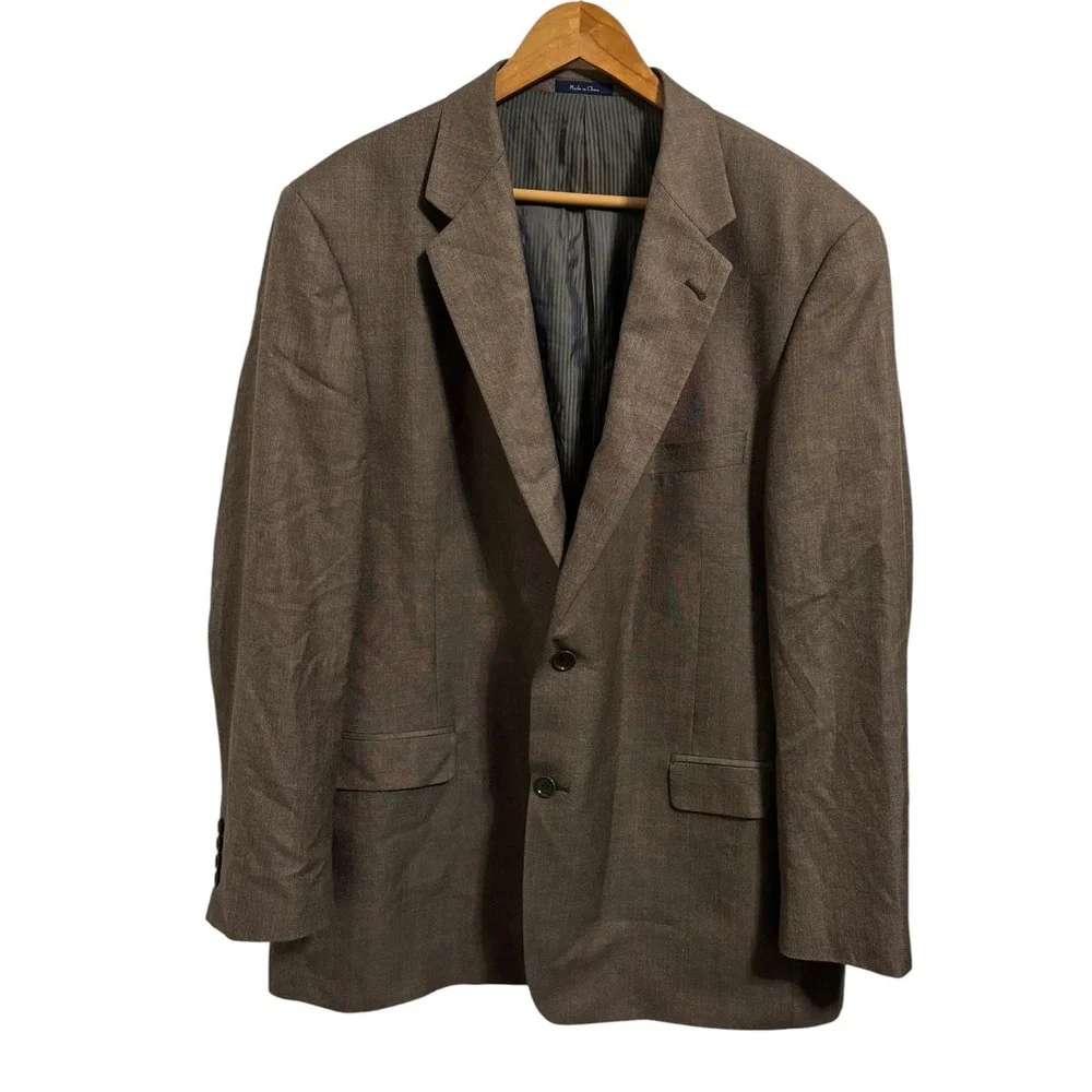 Turnbury Sport Coat Brown Silk Wool Blend Two Button Classic Academic Career 46R